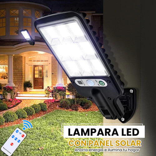 Lámpara Led con Panel Solar (Con control y sensor de movimiento)